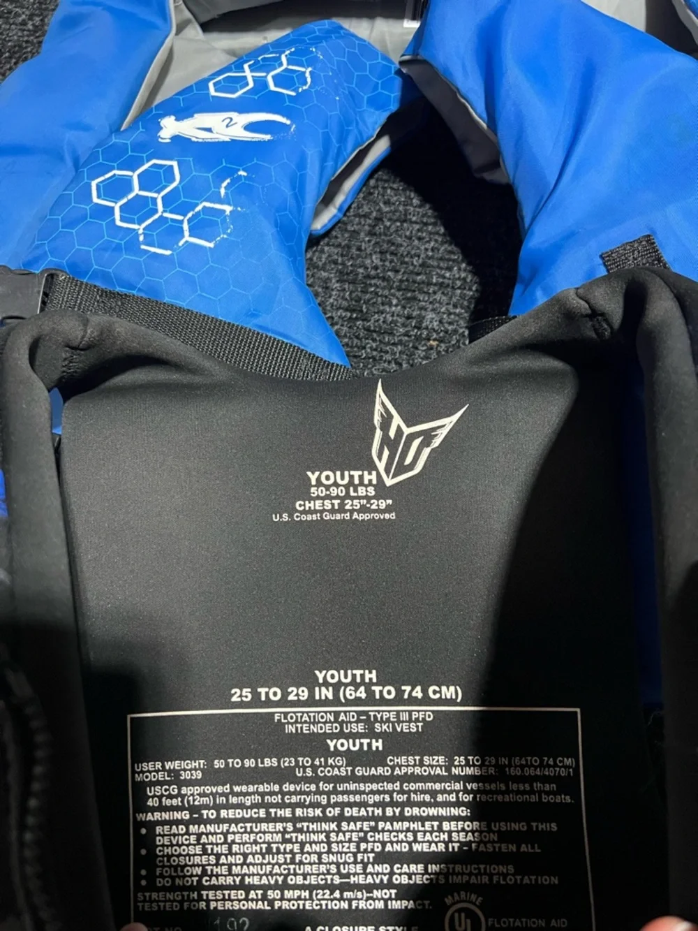 Youth Blue Kids Life Jacket with Adjustable Straps